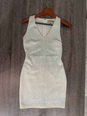 Wow Couture/ White sparkling mini dress with rhinestones size small/ petite/1001